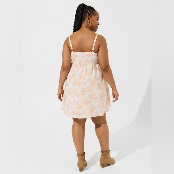 Torrid Pastel Rose Floral Babydoll Mini Challis Sleeveless Sundress Plus Size 1X - Picture 2 of 16